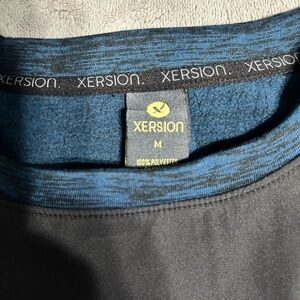 Xersion Men's Performance Crew Neck Tee - Black with Blue Trim